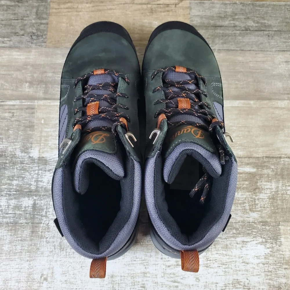 Danner Riverside Hiking Boots Sz‎ 10 Gray Orange Leather Lace Up Mid Top Shoes